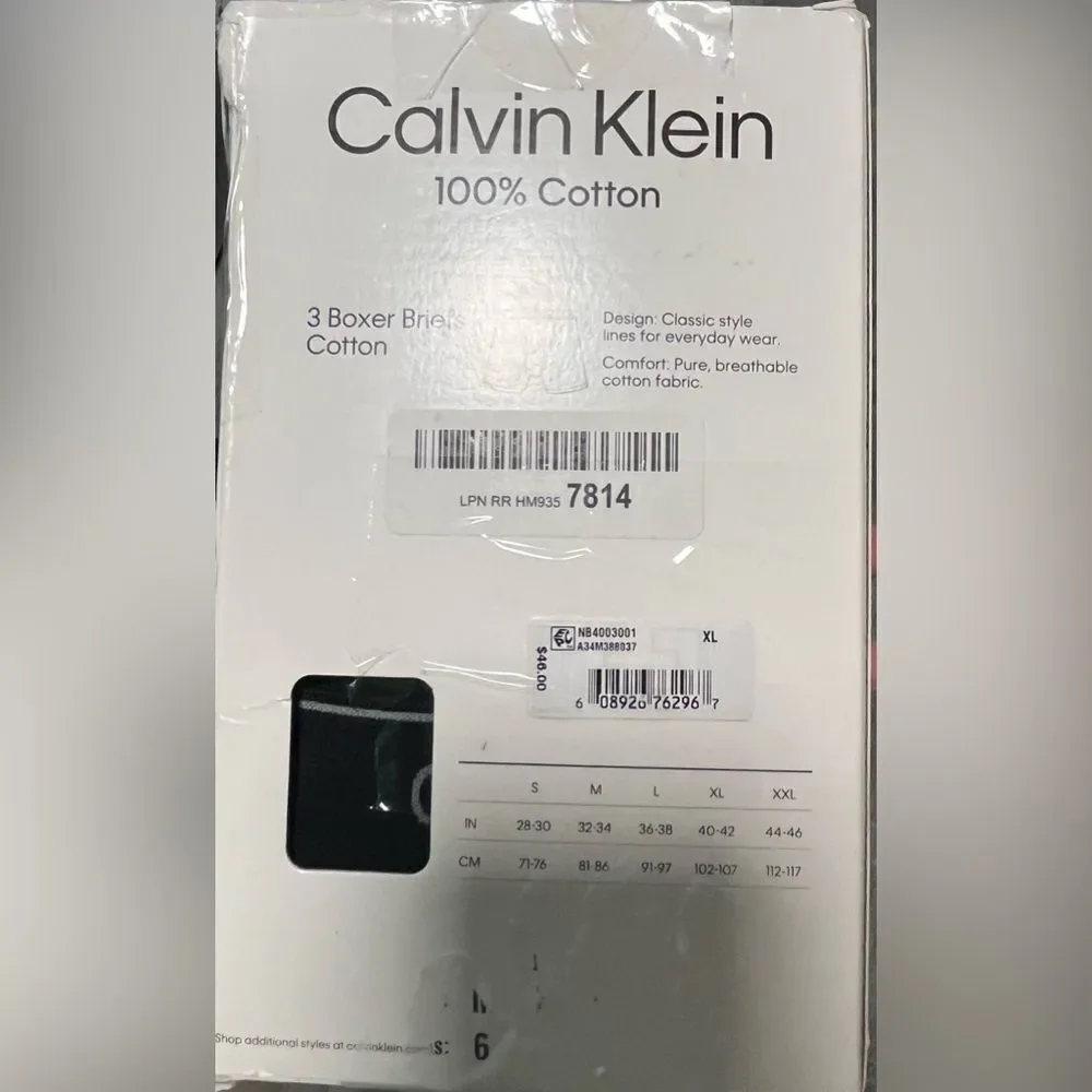 Calvin Klein Men's Cotton Classics 3-Pack Boxer Brief X-Large 3 Black